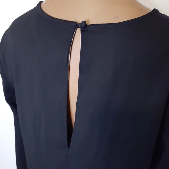 Theory Black Landain Slit Back Keyhole Wool Blend Dress Sz 8 - Picture 4 of 7